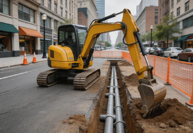 Sunward excavator utility trenching